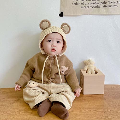Toddler Girls Boys Knitted Cardigan Sweater Baby Solid Long Sleeve Cardigans Knit Sweatshirt (Khaki, 3-4 Years) j974r4