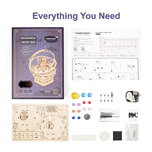 Rowood Music Box 3D Puzzles For Adults, Diy Wooden Mechanical Building Model Kits, Gift For Teens Kids On Children's Day/Birthday/Christmas - Starry Night #TOP5
