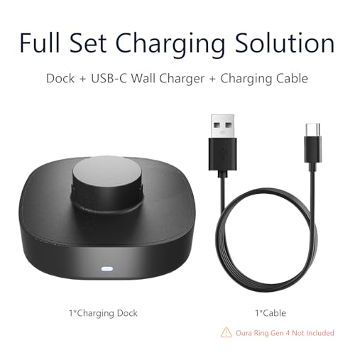 Chargeur pour Oura Ring Gen4 élégant de Taille 8 finition Noir mat premium
