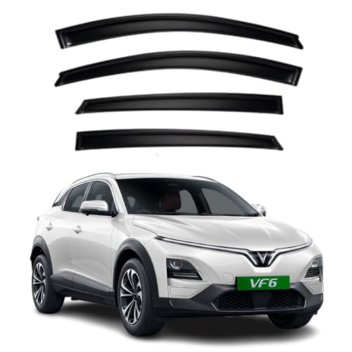 Image of Premium Smoke Car Door Visor Front+Rear Sun /Rain Guard Outside Mount Tape-On Window Visors Compatible with Vin-Fast VF6 (2026)