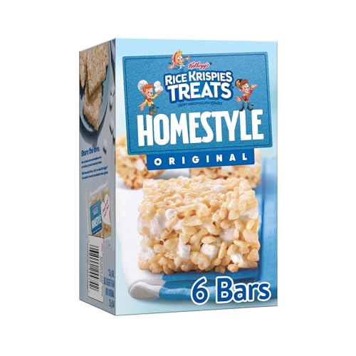 Rice Krispies Treats Homestyle Crispy Marshmallow Squares, Kids Snacks, Cereal Bars, Original, 6.98oz Box (6 Bars)
