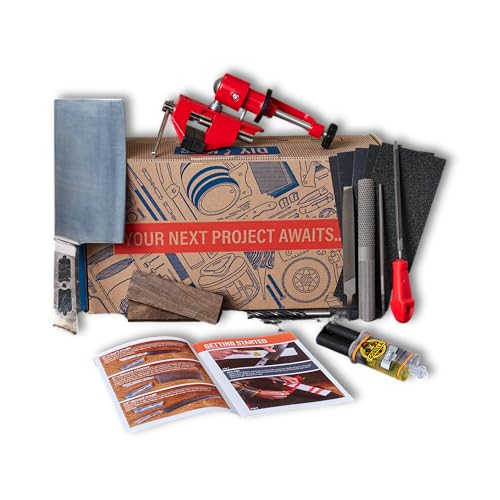 Man Crates, Chef’s Cleaver Knife Making Kit – DIY Handmade Damascus Meat Cleaver with Cactus Wood Handle – Unique Gift for Men, Chefs, and Knife Enthusiasts