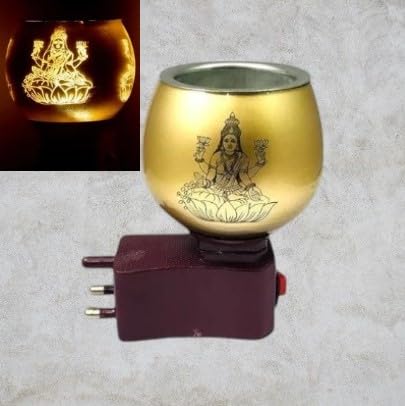 ANI DIVINE Elegant Maa Laxmi Night Lamp Kapoor Dani Aromatherapy Incense Burner & Camphor Diffuser for Room, Mandir, Puja Ghar