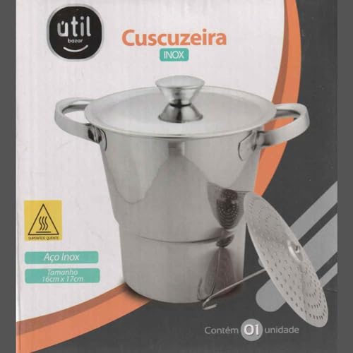Panela Cuscuzeira aço Inox Nordestina porção Família à vapor 2,5L para fogão de boca à gás,elétrico,