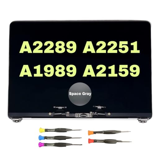 Image of Replacement Screen for MacBook Pro A2289 A2251 A1989 A2159 EMC3358 3214 3348 3456 3301 Retina LCD MV96 97 98 99 9A MR9V MR9Q 9R 9T 9U Full LCD Display Complete Top Assembly Grey /Silver (Space Grey)