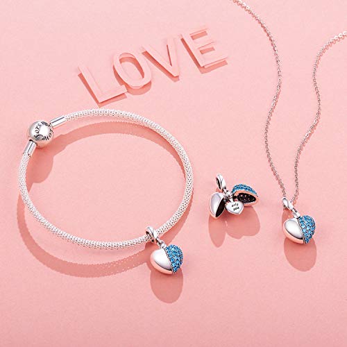 NINGAN Serie d'amore in argento 925 Pendente con perline Regalo di compleanno di San Valentino Adatto per collana di braccialetti da donna