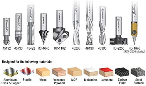 Amana Tool - AMS-138 10-Pc 3D, Signmaking, Lettering & Engraving CNC Router Bit Collection