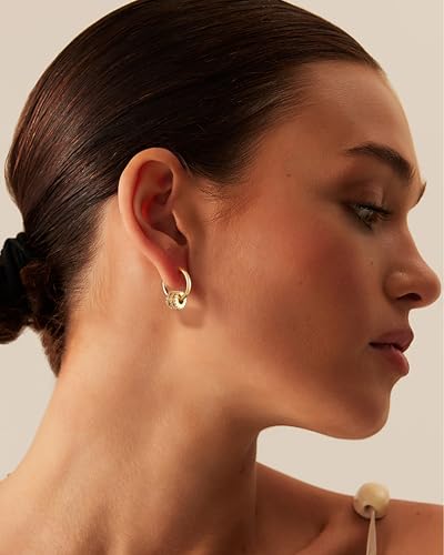 CHESKY Small Huggie Earring - 14k Gold Plated Dangle Earrings for Women Hypoallergenic Cubic Zirconia Hoops Minimalist Cute Huggies Earrings Bridesmaid Jewelry
