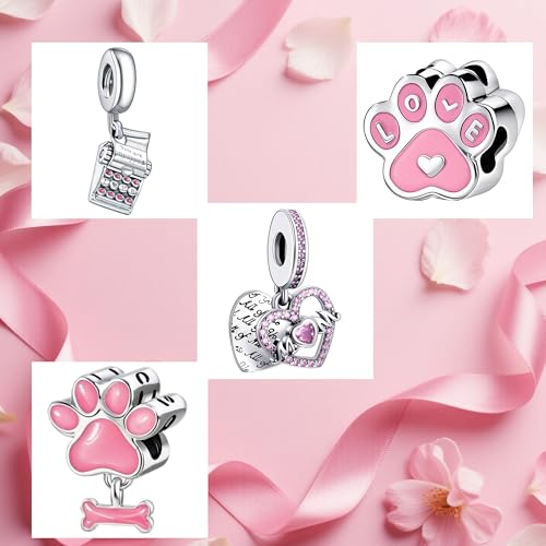 9 Pack Silver Spacer Beads Charms fit Pandora Bracelet CZ Pendant Set