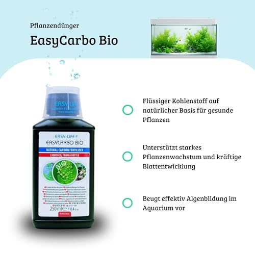 Easy Life EasyCarbo Bio – 250 ml Kohlenstoffdünger für Aquarienpflanzen, fördert gesundes Pflanzenwachstum, einfache Dosierung, hochwirksame Pflege für sattes Grün