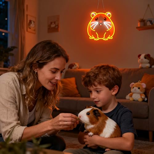 Image of CoolGift Mart Guinea pig Neon Sign, Dimmable Wall Decor Light. Birthday Party Decorations for Home, Patio, Garden, Bars, Restaurants, Hotels, Stores, Clubs, Gift for Friends Family and Kids