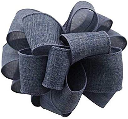 Berwick Offray DWI Linen Wired Edge Ribbon-1-1/2 Wide X 50 Yards-Denim Ribbon