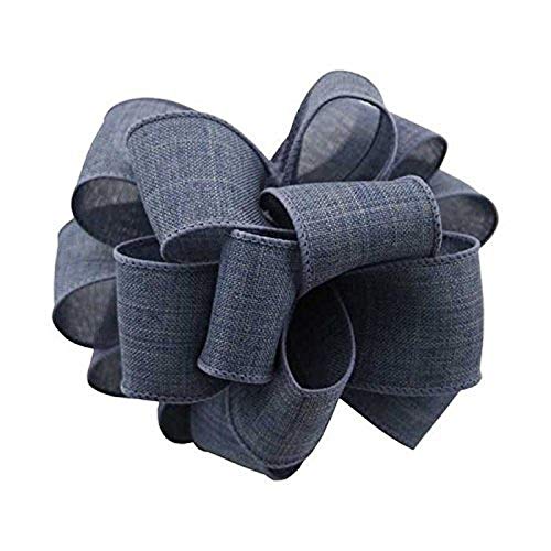 Berwick Offray Dwi Linen Wired Edge Ribbon-1-1/2 Wide X 50 Yards-Denim Ribbon #TOP11