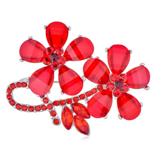 Image of Rhinestone Flower Brooch - Crystal Flower Pin for Women - Valentine's Day & Mother's Day Gift