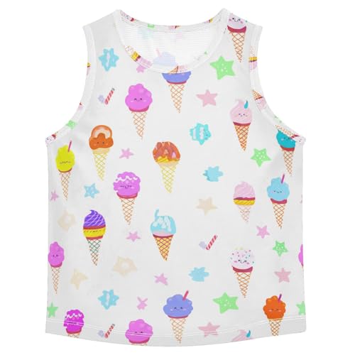 J JOYSAY Cartoon Icecream Stars White Boys Tank Top Sleeveless Muscle Shirts Quick Dry Kids T-Shirts 3-15T - Main Image