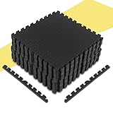 Trintion 12 Stück Poolmatte Schutzmatten 60 x 60 x 1 cm Sportmatte Gymnastikmatte Puzzlematte Bodenschutzmatten Trainingsmatten Puzzlematten für Büro Bodenschutz Fitnessgeräte Yoga