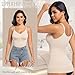 ONEW Shapewear For Women Compression Tank Tops Tummy Control Seamless Body Shaper V-Neck Camisole Cami Tops,Beige,Small
