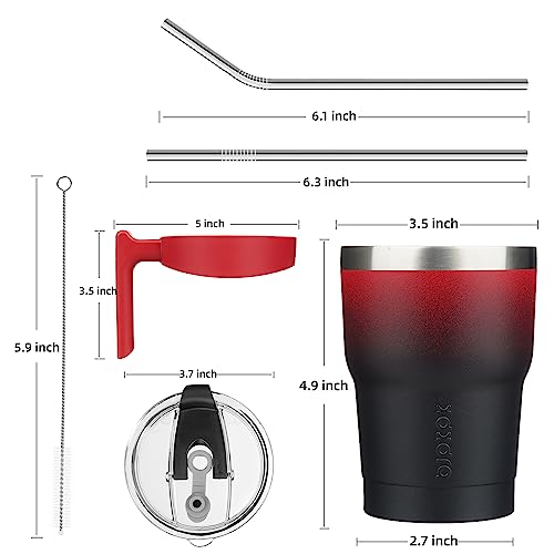 Image of BJPKPK 10 oz Mini Tumbler with Lid, Straw & Handle, Insulated Steel Cup