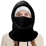 Mayoii Pasamontañas de forro polar térmico de invierno, capucha de sherpa, máscara de esquí y capucha de forro polar, unisex, resistente al viento, con calentador de cuello, pasamontañas