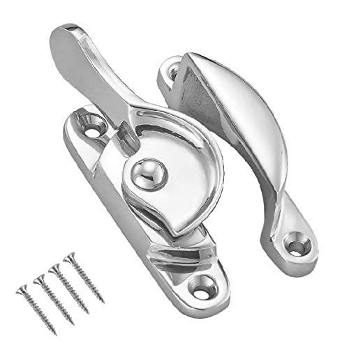 TERF® Traditional Polished Chrome Sash Window Lock Catch Latch Fitch Fastener With Fixing Screws For Wood Aluminium UPVC Vinyl Frames