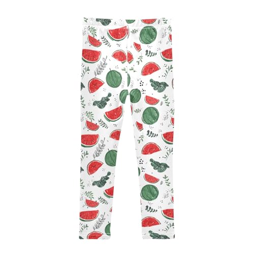Girls' Athletic Leggings Ankle Length Yoga Dance Pants Kids Teen 4T Watermelon2