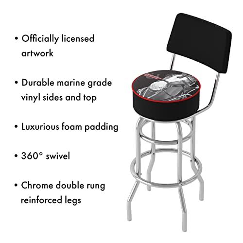 Trademark Gameroom Bar Stool - Budweiser Clydesdale Black Stool With Foam Padded Seat And Back - Swivel Chair For Game Room, Garage, Or Home Bar #TOP3