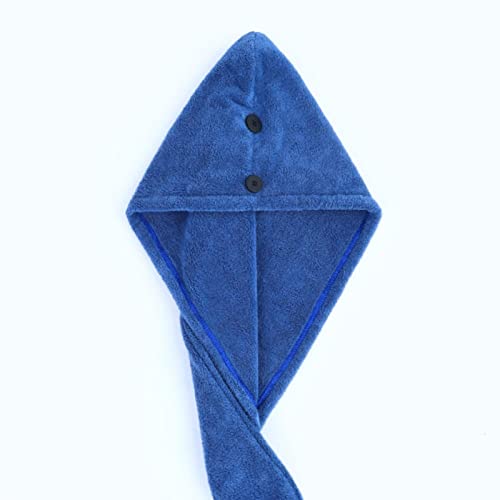 xinghaikuajing Cuffia da doccia addensata in pile di corallo tappo per capelli asciutti ad asciugatura rapida assorbente tappo triangolare in microfibra avvolto turbante blu marino