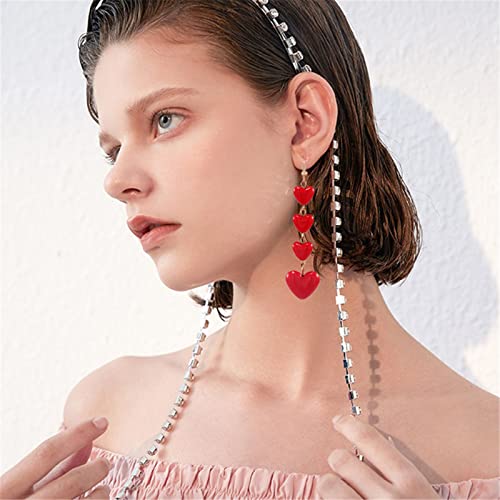 Onlyjump Valentines Day Earrings For Women Girls Unique Red Enamel Love Heart Dangle Earrings 14K Gold Plated Red Heart Drop Earrings Delicate Minimal Jewelry Gifts (Red Heart A) #TOP2