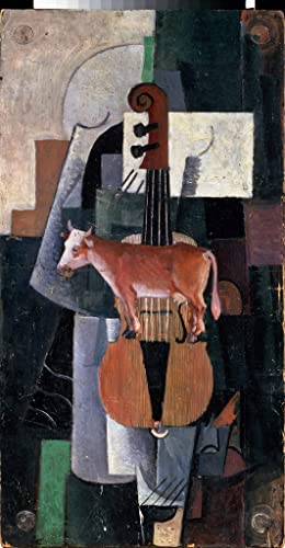 Lienzo decorativo para pared vintage, cuadro Vaca y violín de Malevich 60x90cm SERENDIPITP