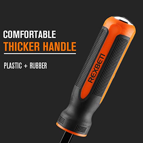 Rexbeti 12 Inch Pry Bar Set Thicker Strike Cap Handle, Black Orange, Comfortable Non-Slip Double Angled Tip Handled #TOP1