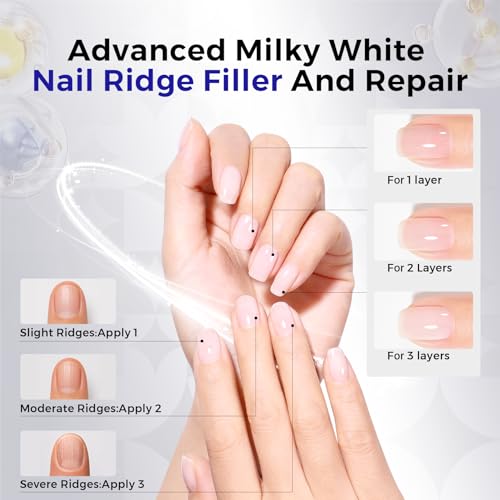 Morovan Nail Strengthener And Hardener: Milky White Ridge Filler Nail Concealer With Keratin For Thin Weak Brittle Nails, Strengthening Polish Repair For Damaged Nails, Air Dry Natural Nail Care 15ml - Image 6