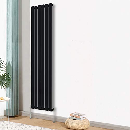 Blümme Vertical Single Flat Panel Designer Radiator Bathroom Heater Central Heating Radiators 1800 x 408mm Black — image 1