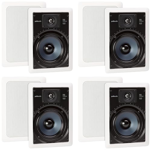 Polk Audio RC65i 2-Way Premium in-Wall 6.5' Speakers, Pair of 2 Perfect for Damp and Humid Indoor/Outdoor Placement - Bath, Kitchen, Covered Porches (White, Paintable-Grille)(Pack of 8)