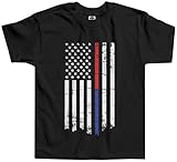 Threadrock Little Girls' Thin Red Blue Line American Flag Toddler T-Shirt 2T Black
