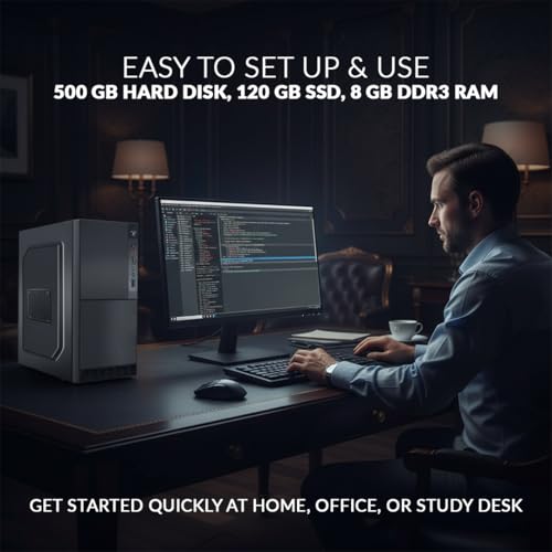 Image of Core i5 Assembled Desktop PC | 8GB RAM | 500GB HDD + 128GB SSD | Windows 11 Home | 19 Inch Monitor | Complete Set with Keyboard & Mouse | Black