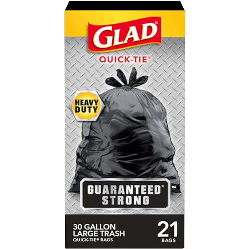 Glad Trash Bags, Strong Quick-Tie Large Garbage Bags - 30 Gallon - 21 Count (Package May Vary) - image 1
