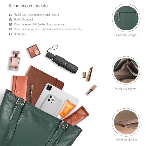 Image of Leather Purse For Women - Real Leather Tote For Women - Ladies Shoulder Handbag For Work, Travel, Casual Use