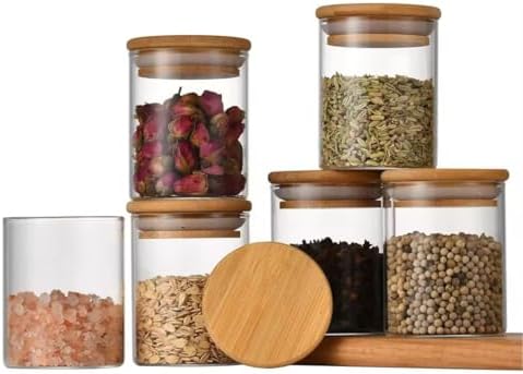 Kit 06 Potes de Mantimentos Herméticos 250ml Pote Redondo de Vidr...
