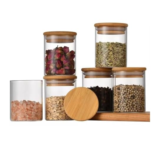 Kit 06 Potes de Mantimentos Herméticos 200ml Pote Redondo de Vidro Premium