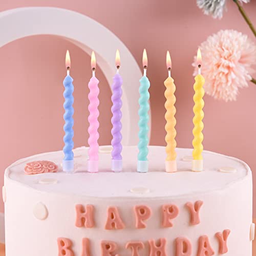 PHD CAKE 24-Count Rainbow Spiral Birthday Candles with Holders, Party Candles, Cake Candles - Thumbnail 2