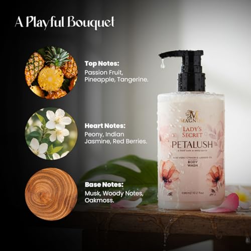 Image of Lady's Secret Petalush Body Wash 300ml - Hydrating Aloe Vera & Jojoba Oil, Vitamin E, Fruity Floral Scent with Passion Fruit, Jasmine & Musk, Luxurious Daily Cleanser, All Skin Type