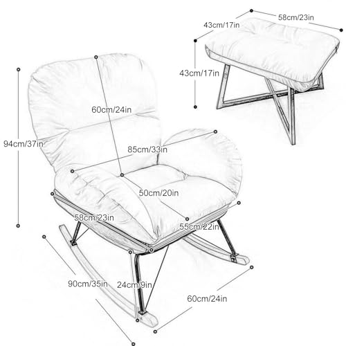 Nursery Rocking Chair with Foot Rest, High Back & Cozy Reading Chair for Bedroom, Living Room - Color, Rocking Chair for Relaxation and Comfort