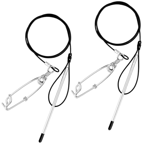 Soulchen 2 Pcs 3ft Heavy Duty Fish Stringer with Shark Clip Stainless Steel Cable Fish Holder Spearfishing Stringer for Scuba Diving Freediving Spearfishing Kayak Fishing and Game(Black)
