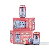 HOPWTR Ruby Red Grape Fruit - Sparkling Hop Water, Sugar Free Non Alcoholic Drinks & NA Beer Alternative, Low Carb Adaptogen Drink with Nootropics, Zero Calories Sparkling Water (12 Pack, 12oz Cans)