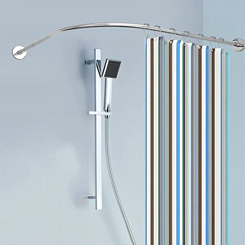 Barre de douche incurvée en L extensible et sans perçage pour angle - 4