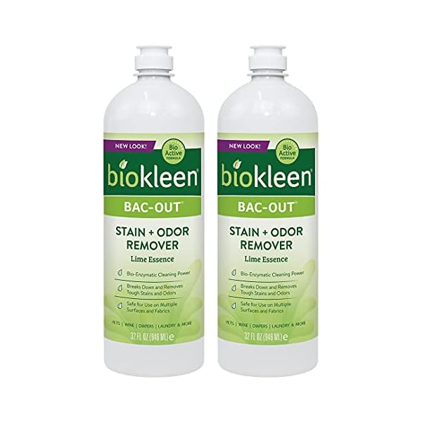 Biokleen BacOut Stain Remover for Clothes 2 Pack Enzymatic, for Laundry, Diapers, Wine