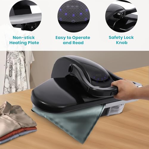Intelligent Steam Press, 1600W Digital Steam Press with Multiple Fabric Settings and Steam Burst Function, Steam Iron Press with Touch Screen, 26" L x 20.8" W x 10.2" H (Black) - Image 6