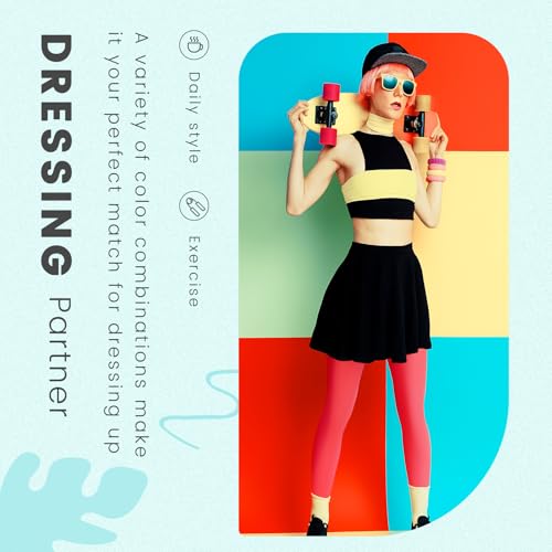 Image of 8 Pairs Solid Color Opaque Tights Set 8 Colorful Women's 80 Denier High Waist Footed Colored Pantyhose Legging Stocking