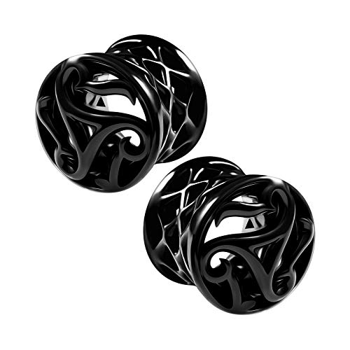 2PCS Blackline Alloy Flesh Ear Ring Stretcher Lobe Gauge Tunnel Plug Piercing Jewelry Choose Sizes