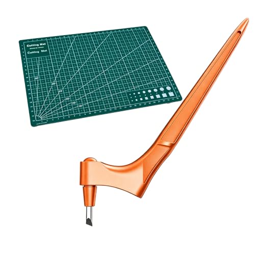 Gyro Cut Craft Knife 5-Piece Orange Craft Tool Set with Standard Nib Rotating Function Precision Stencil Making and Scrapbooking Applications Includes 15 30 45 Engraving Heads and Cutting Mat